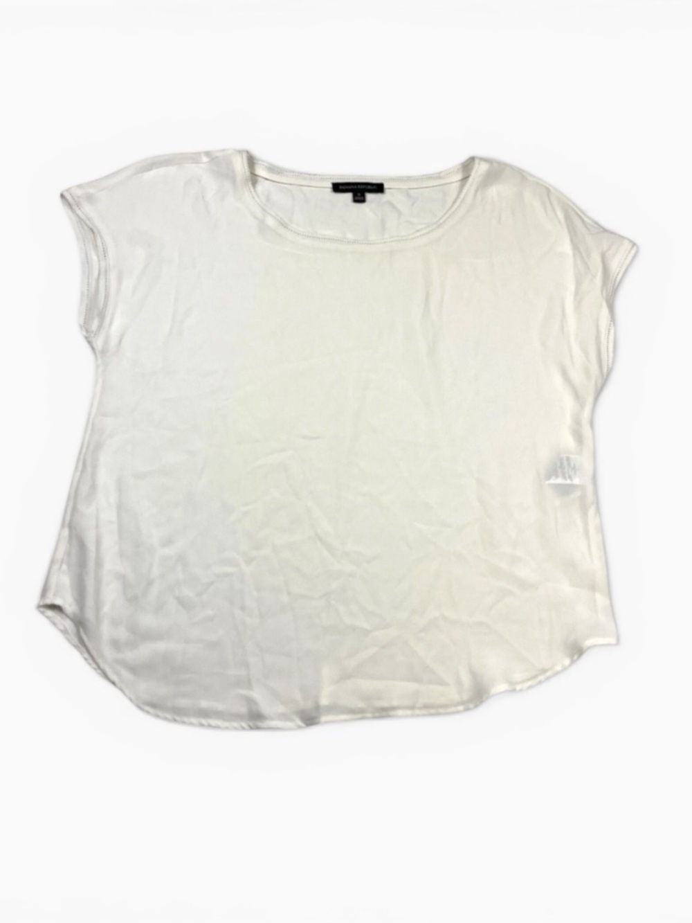 Banana Republic Ivory Minimalist Short Sleeve Blouse Relaxed Fit Dressy Shirt S